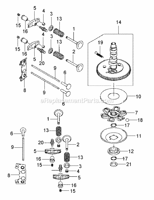 Fh601v-Bs27 Valve & Camshaft Diagram and Parts List for M48-KW 53BB5DAV750 Cub Cadet Sprayer